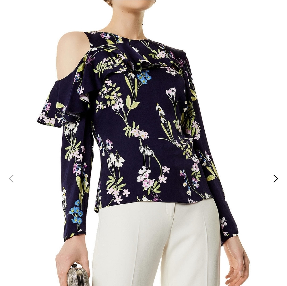 Karen Millen Floral Print Cut Out Shoulder